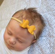 Small leather bow headband - mustard