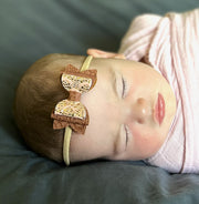 Annabelle Bow Headband - brown/rose gold
