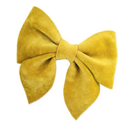 Velvet Sailor Bow Hair Clip - Yellow