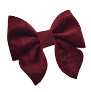 Velvet Sailor Bow Hair Clip - Burgundy/Maroon