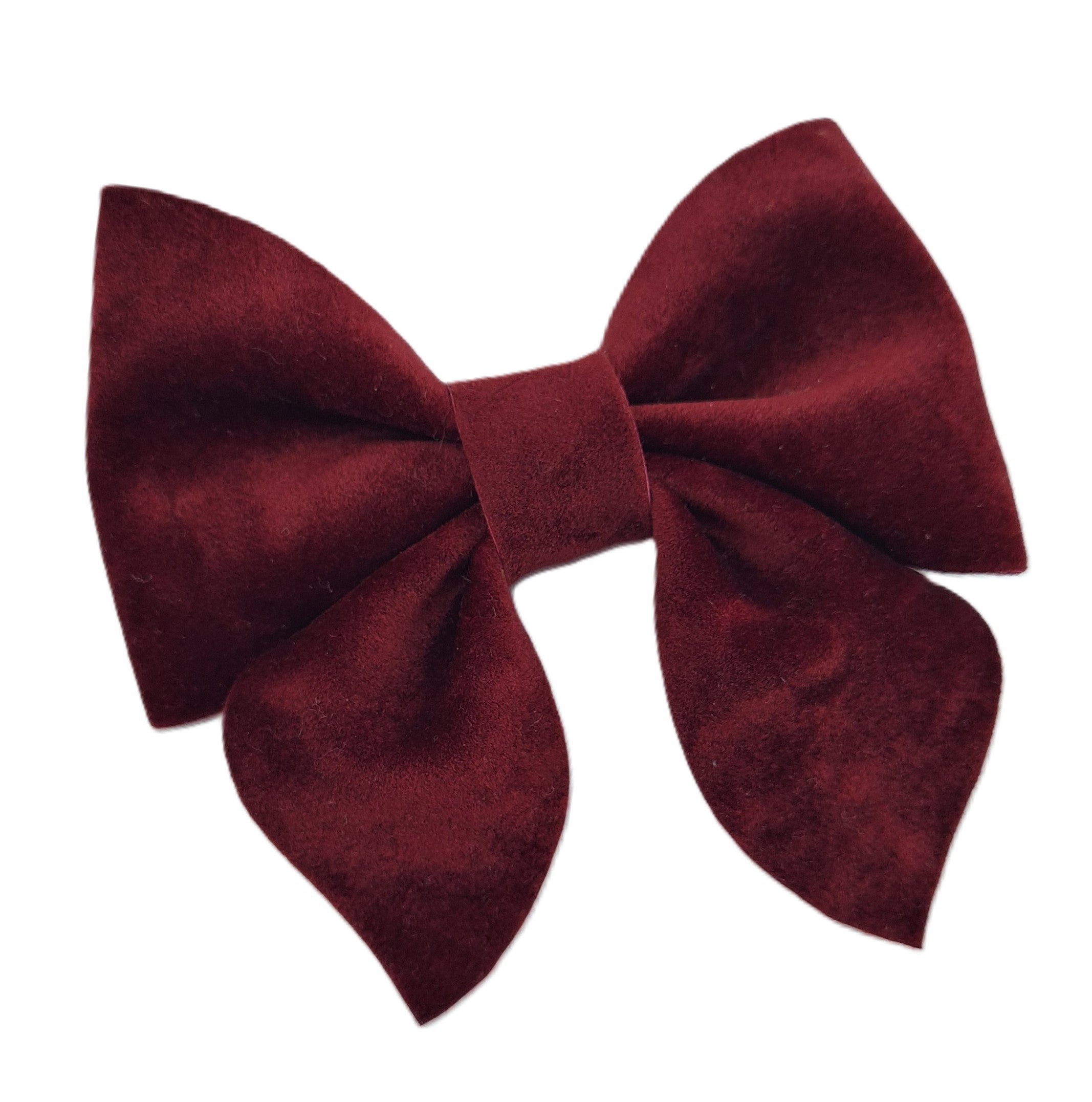 Velvet Sailor Bow Hair Clip - Burgundy/Maroon