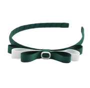 School Headband - Pearl Buckle - green & white