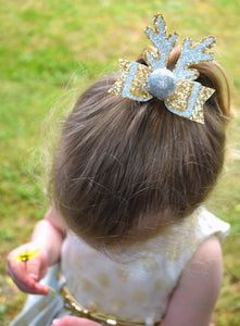 Large Reindeer Antler Bow - silver & gold