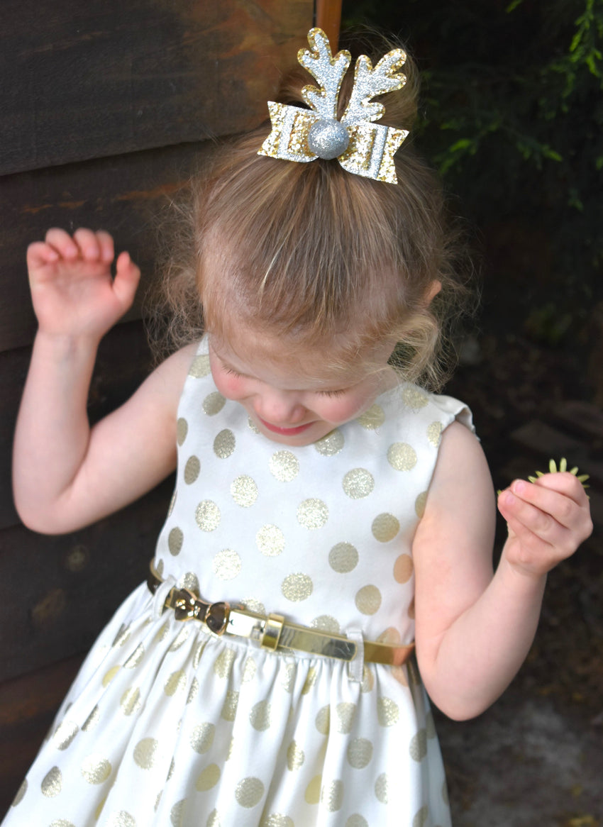 Large Reindeer Antler Bow - silver & gold