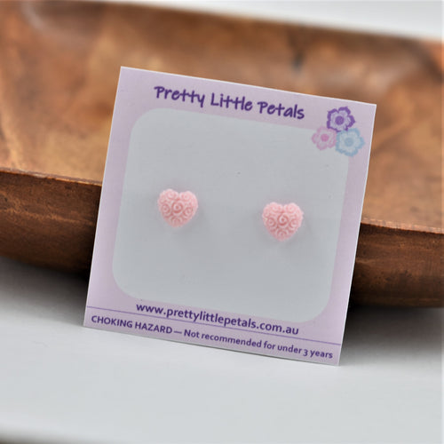 Tiny Heart Studs - pink