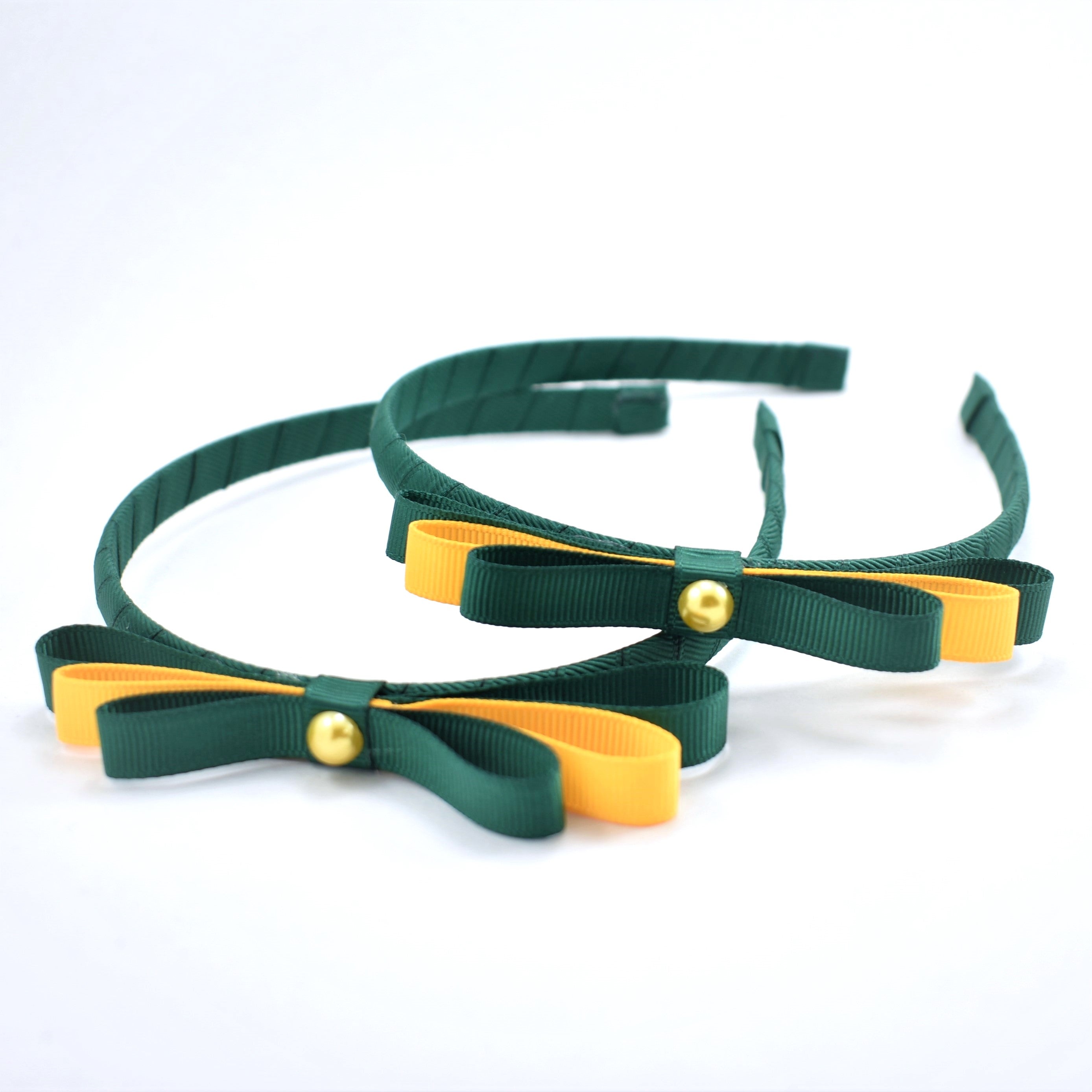 School Headband - Ribbon bow with pearl centre