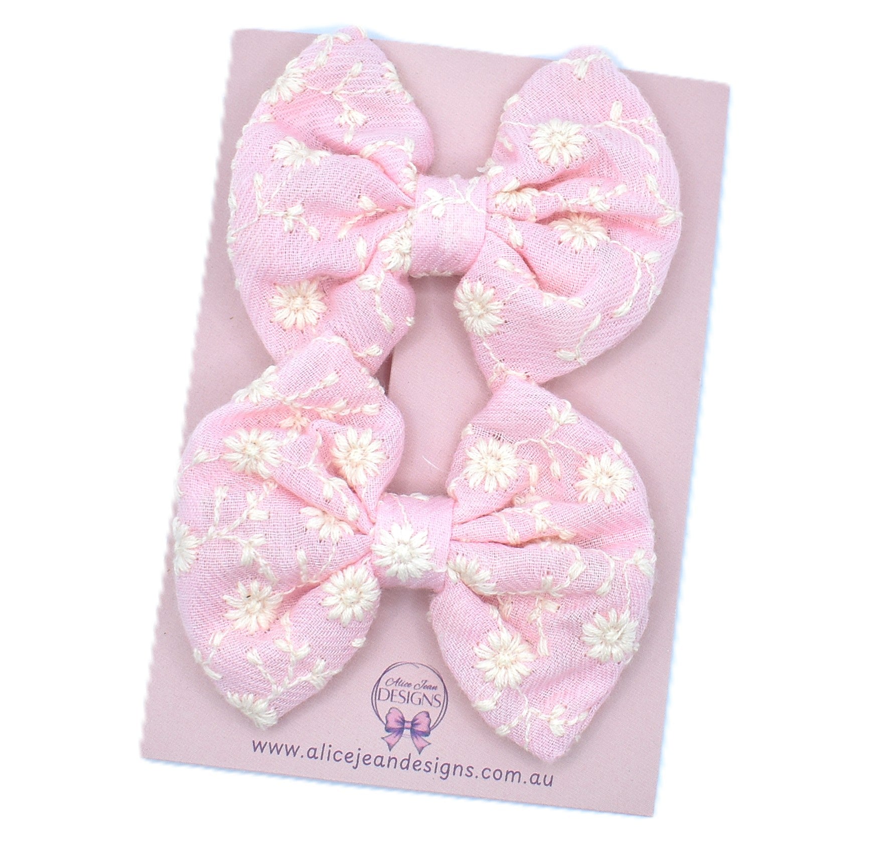 Fabric piggytail bows - pink
