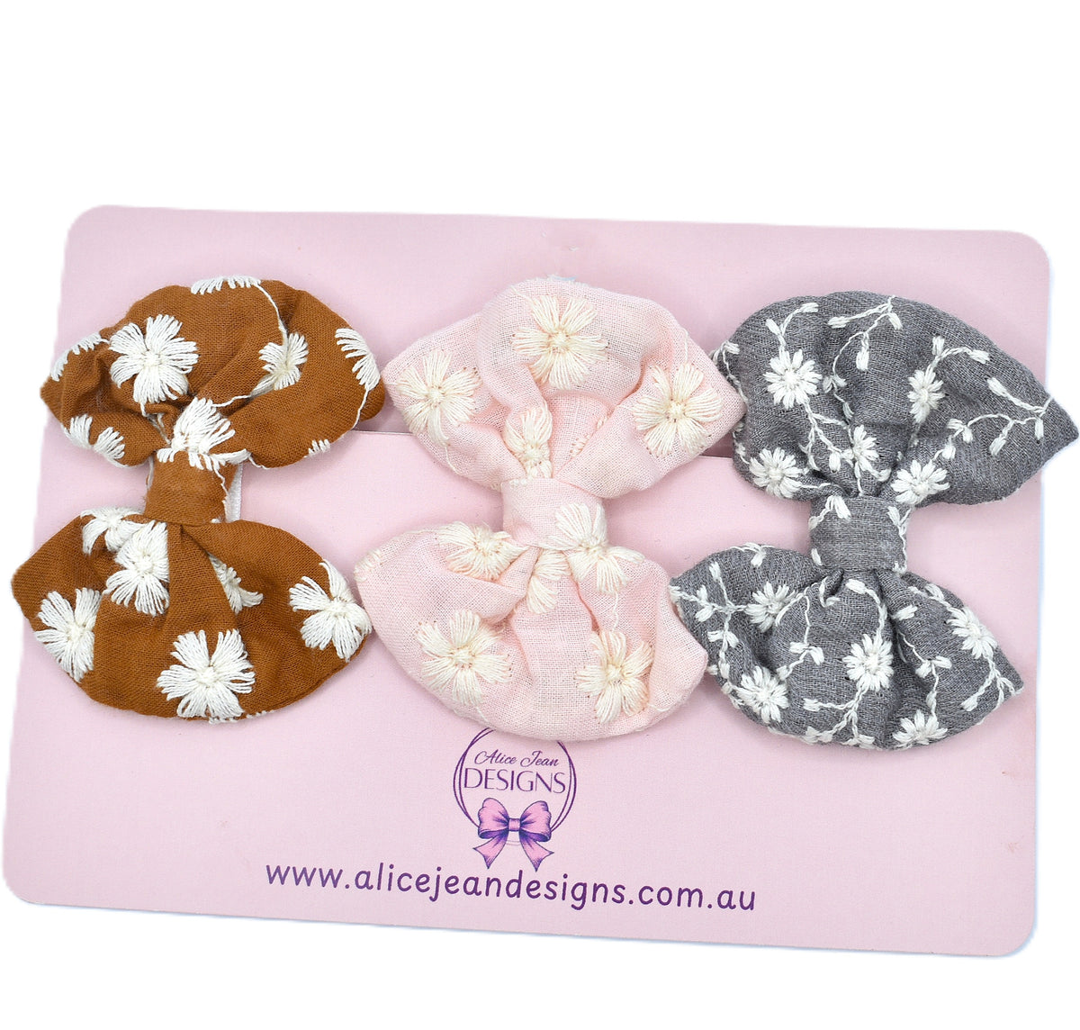 Set of 3 fabric hair bows
