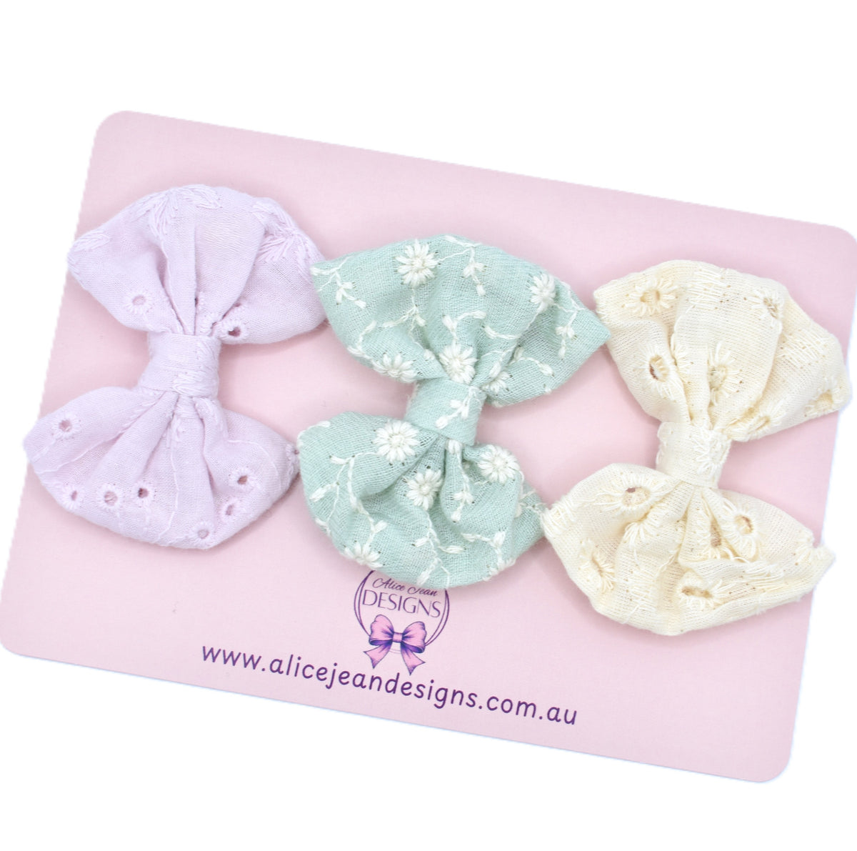 Set of 3 fabric hair bows