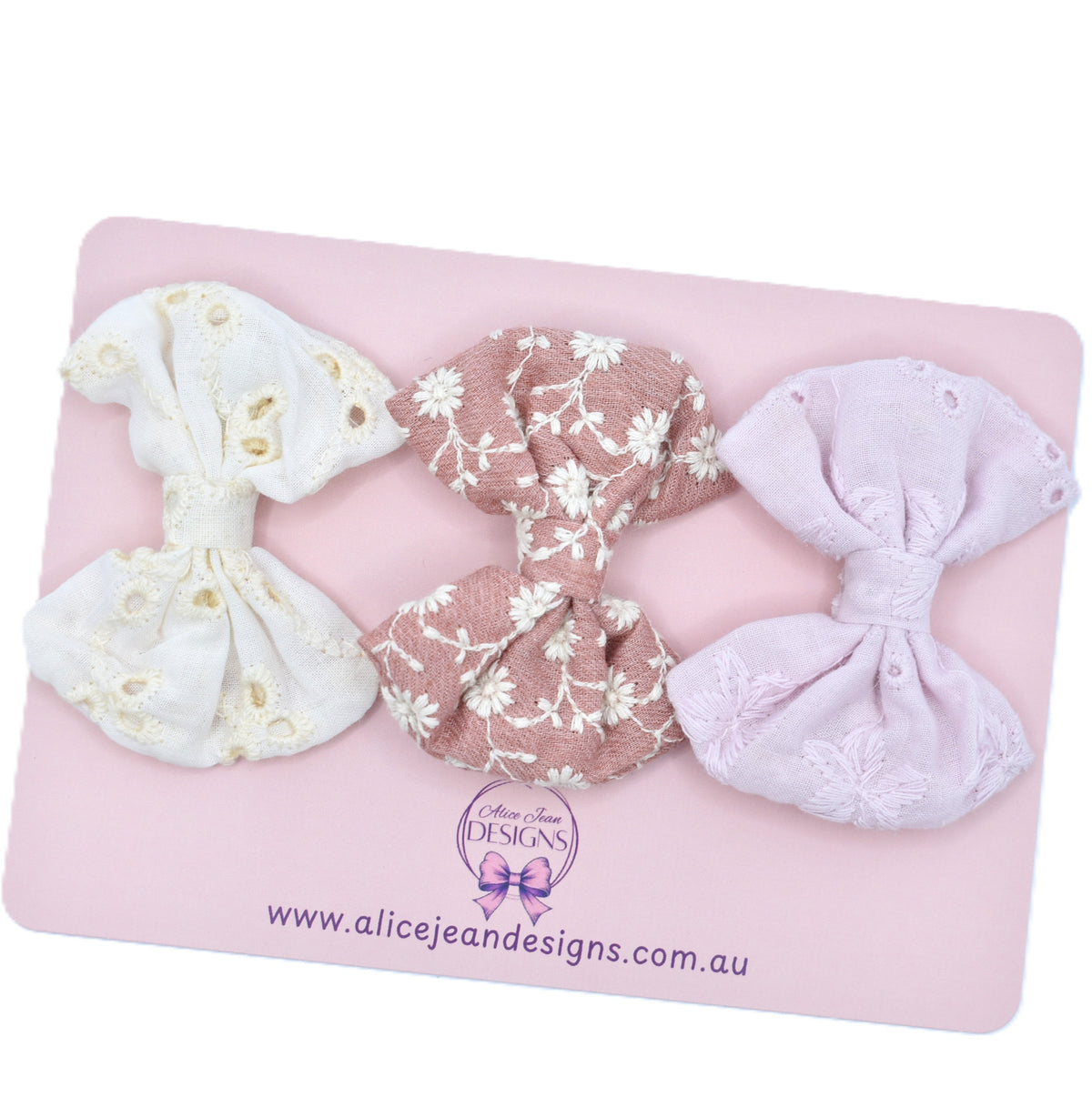 Set of 3 fabric hair bows