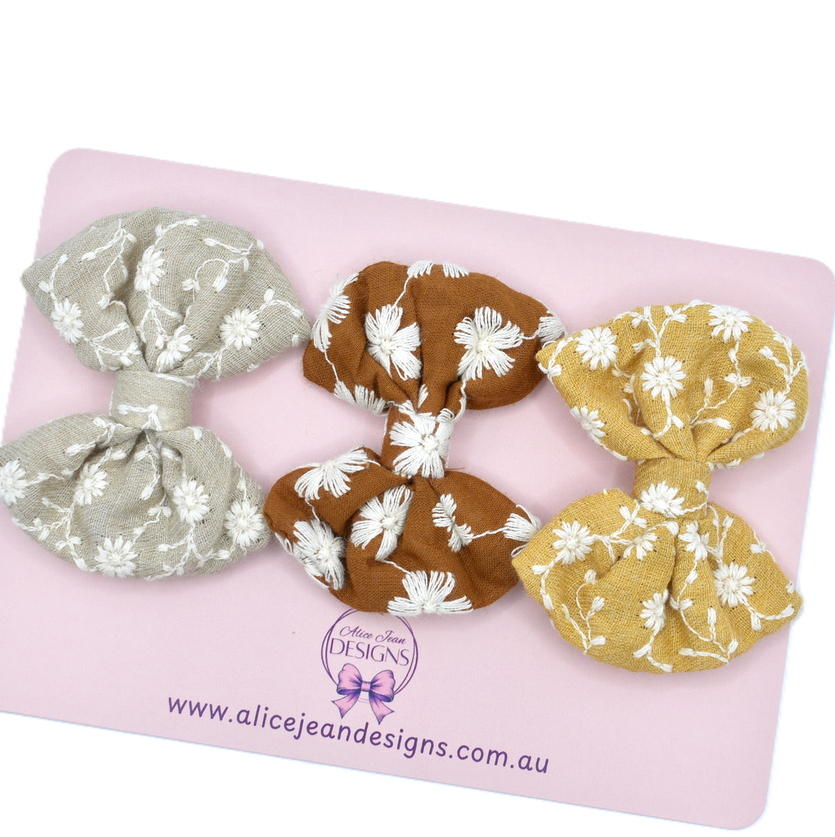 Set of 3 fabric hair bows