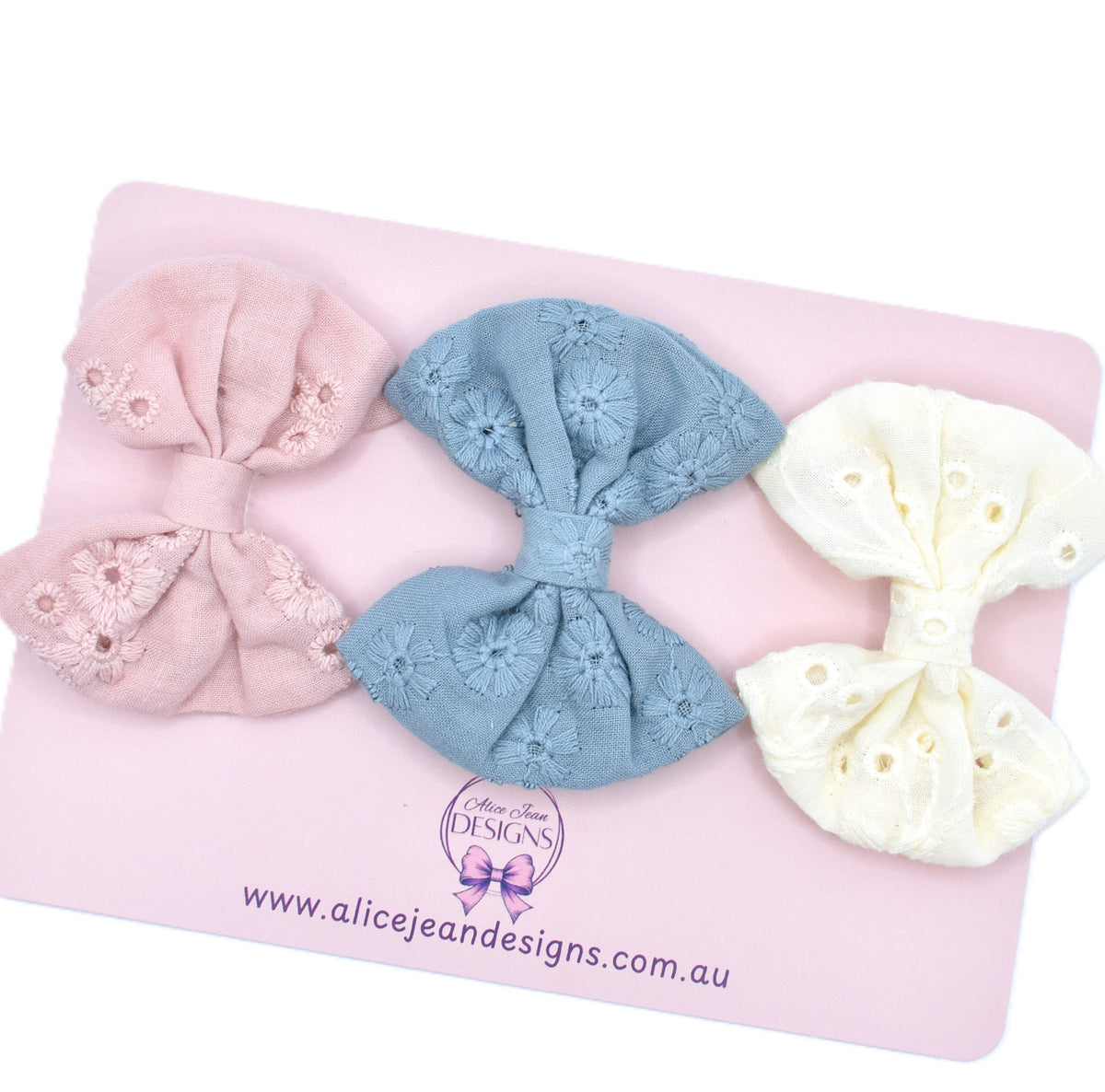 Set of 3 fabric hair bows