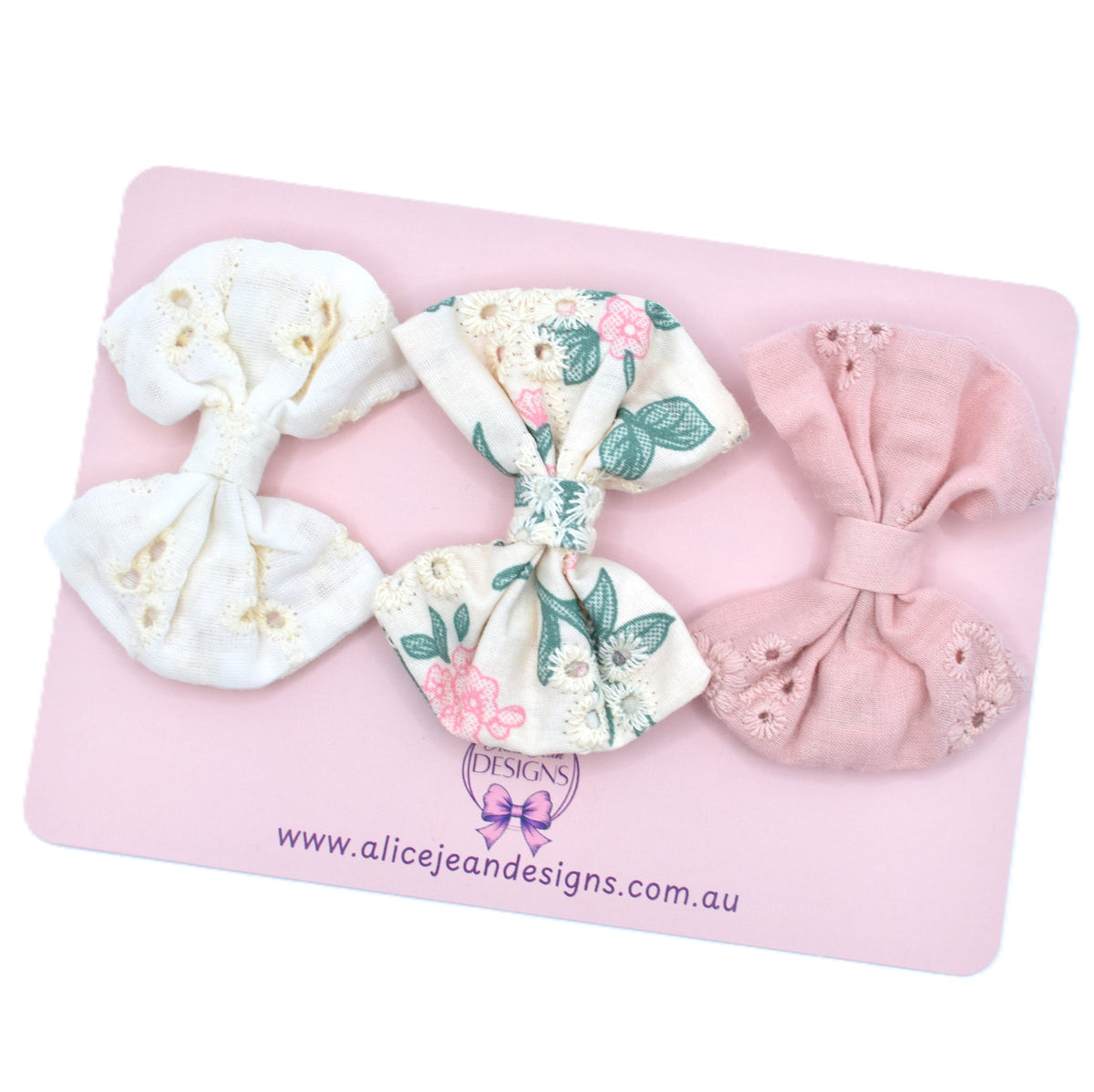 Set of 3 fabric hair bows