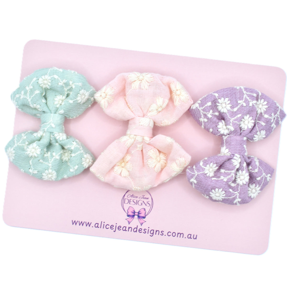 Set of 3 fabric hair bows