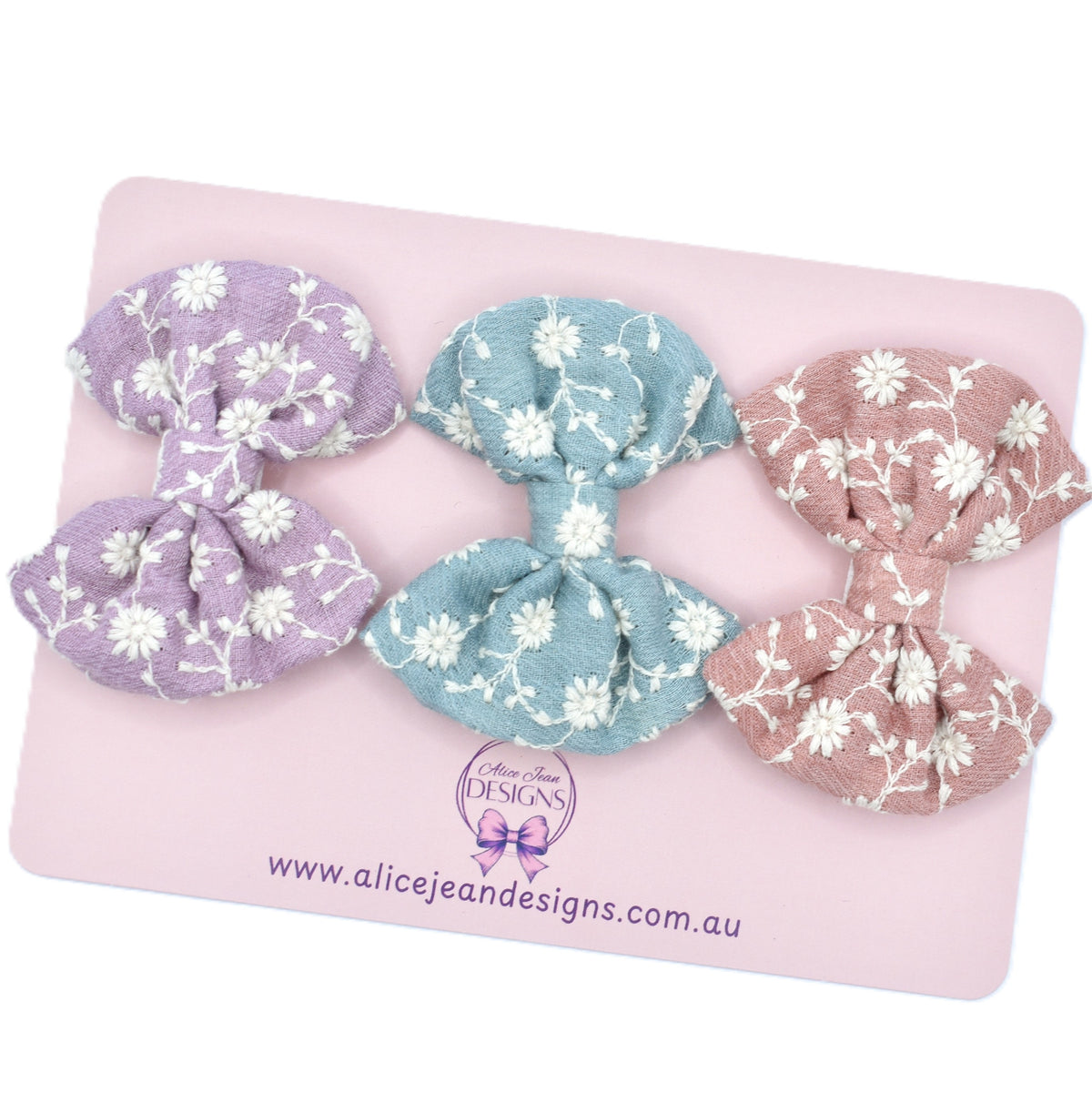 Set of 3 fabric hair bows