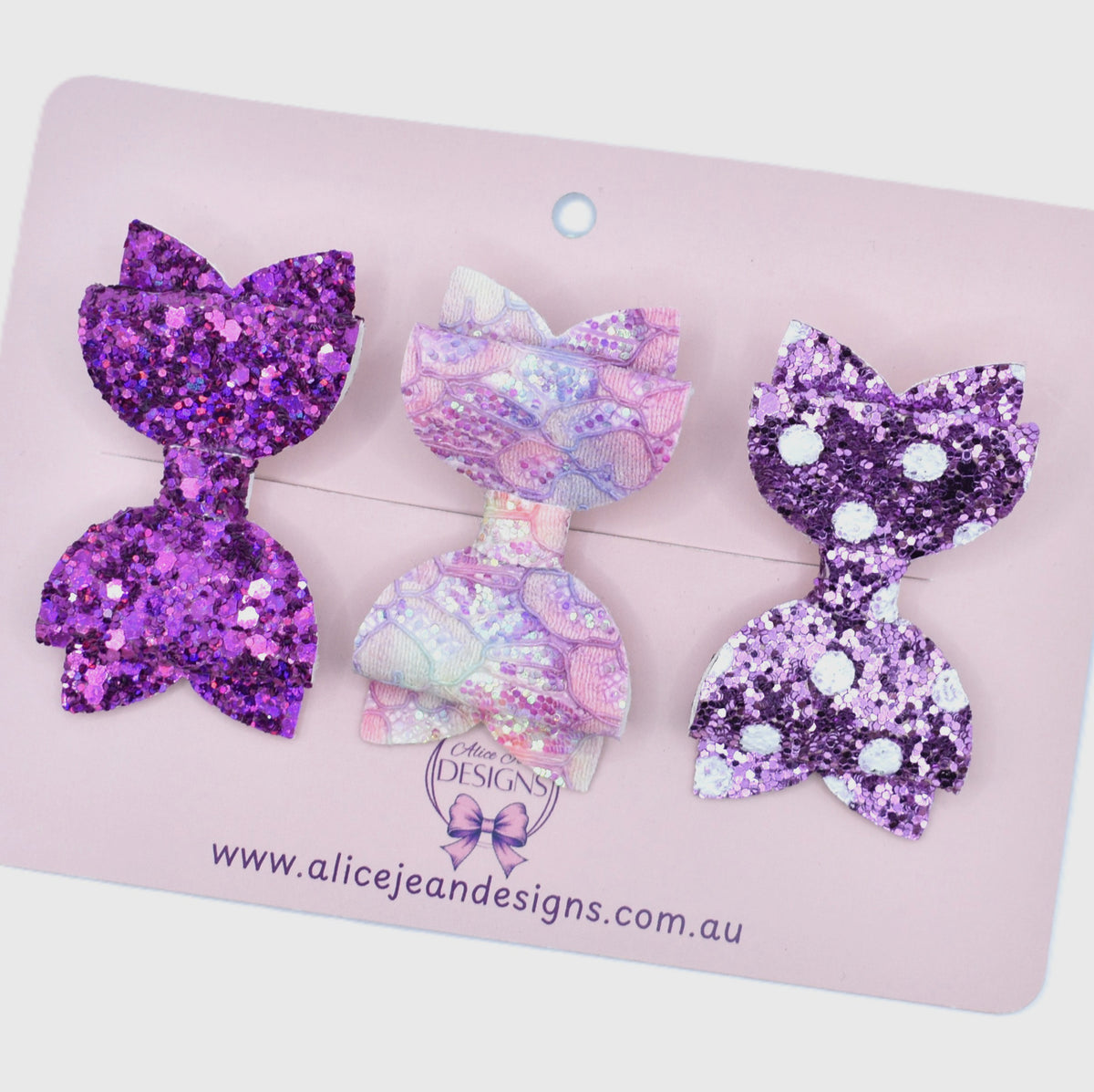 Set of 3 glitter hair bows