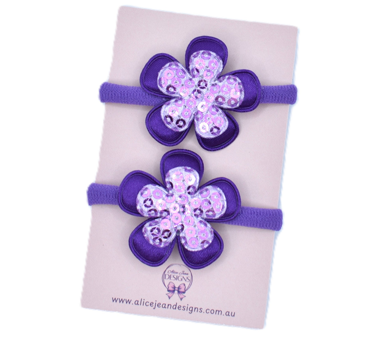 Nylon Hair Ties - Purple Flowers