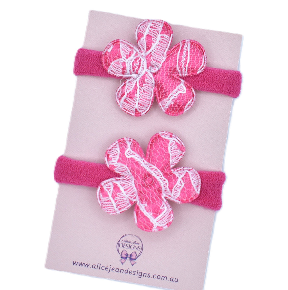Nylon Hair Ties - Pink Flowers