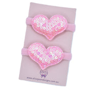 Nylon Hair Ties - Pink Hearts
