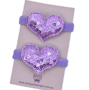 Nylon Hair Ties - Purple Hearts
