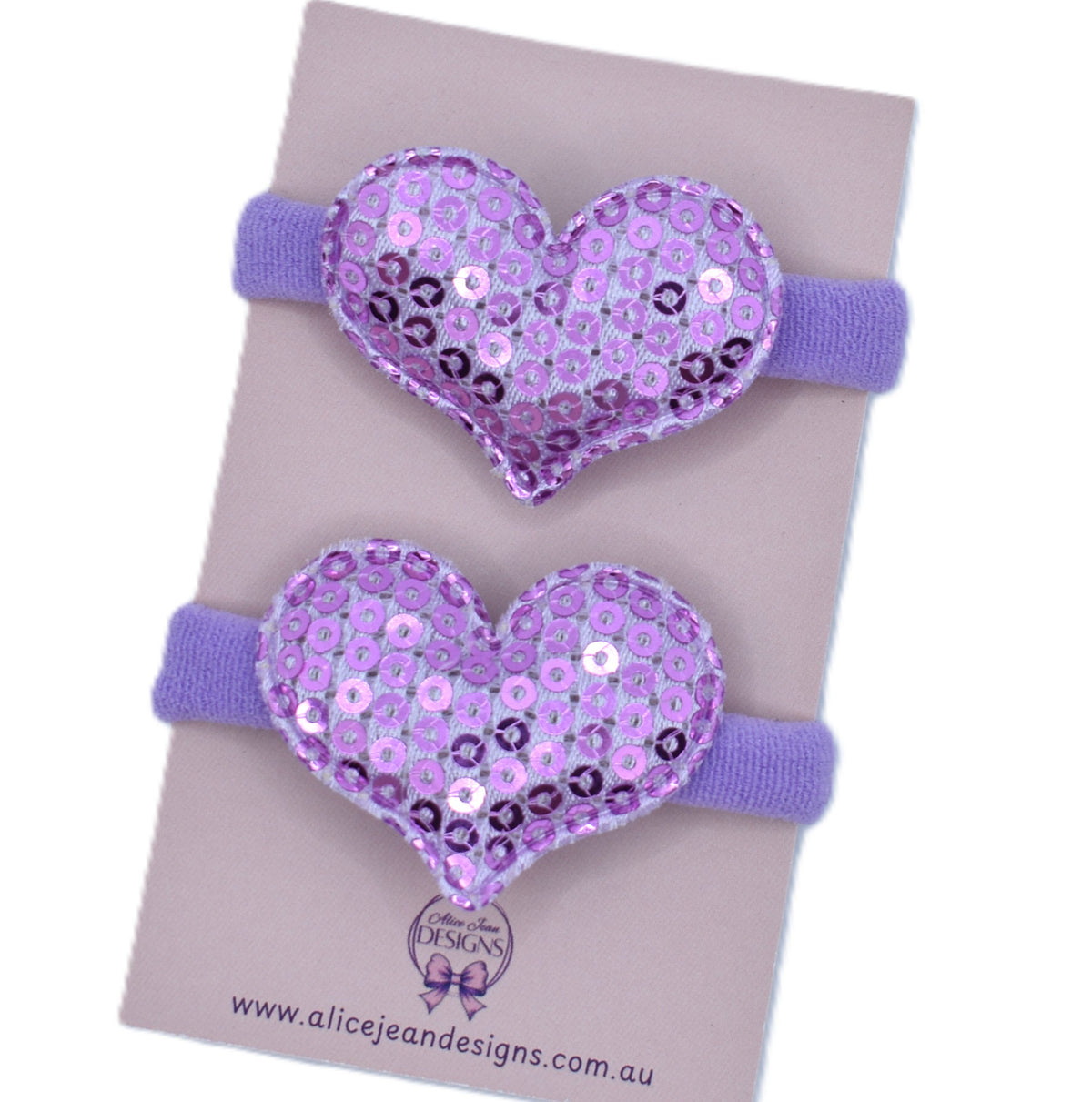 Nylon Hair Ties - Purple Hearts