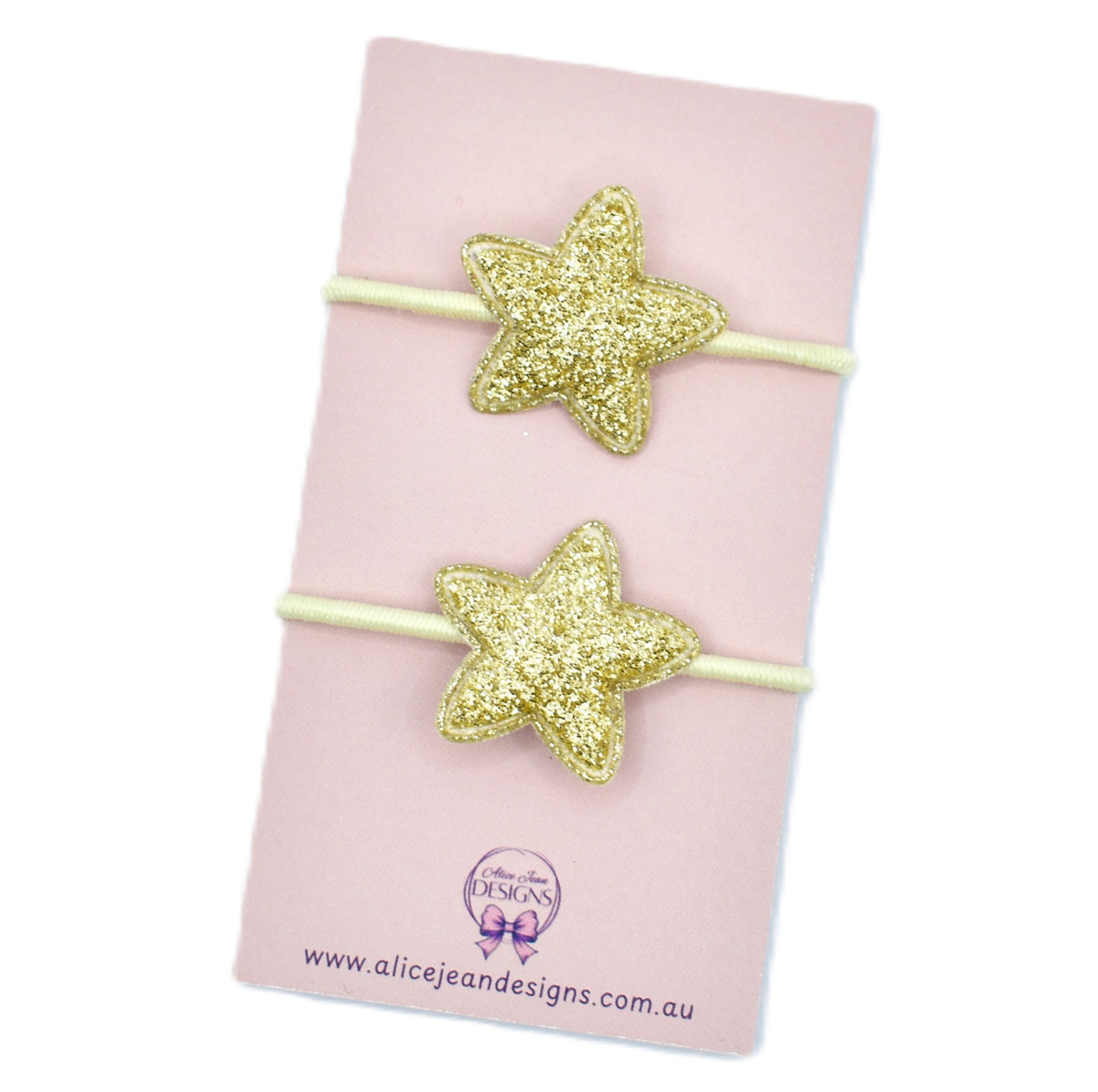 Mini Hair Ties - Gold Glitter Stars