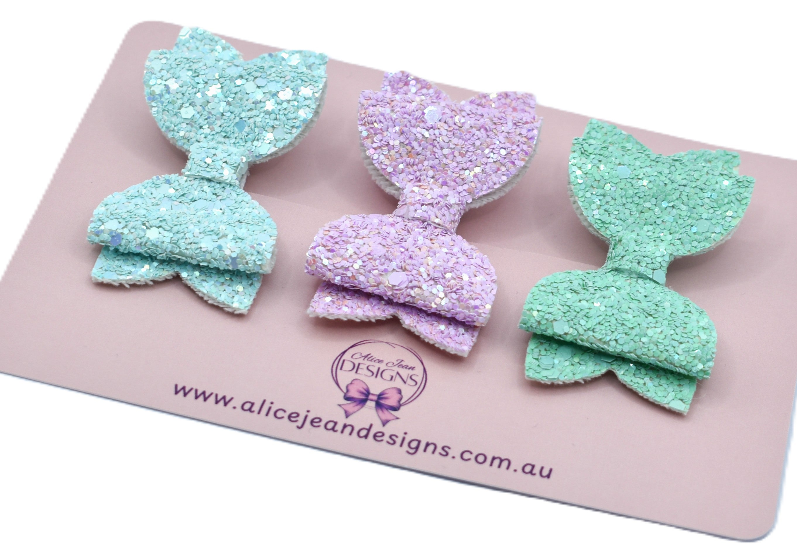 Set of 3 Annabelle bows - pastel glitter