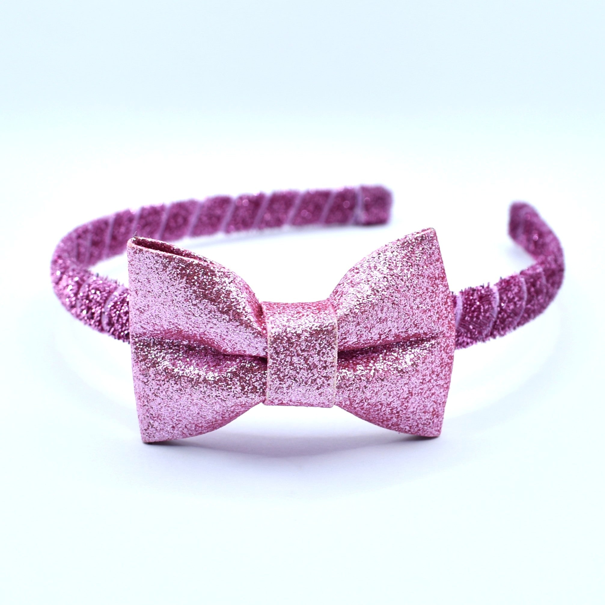 Glitter Bow Headband - Candy Pink