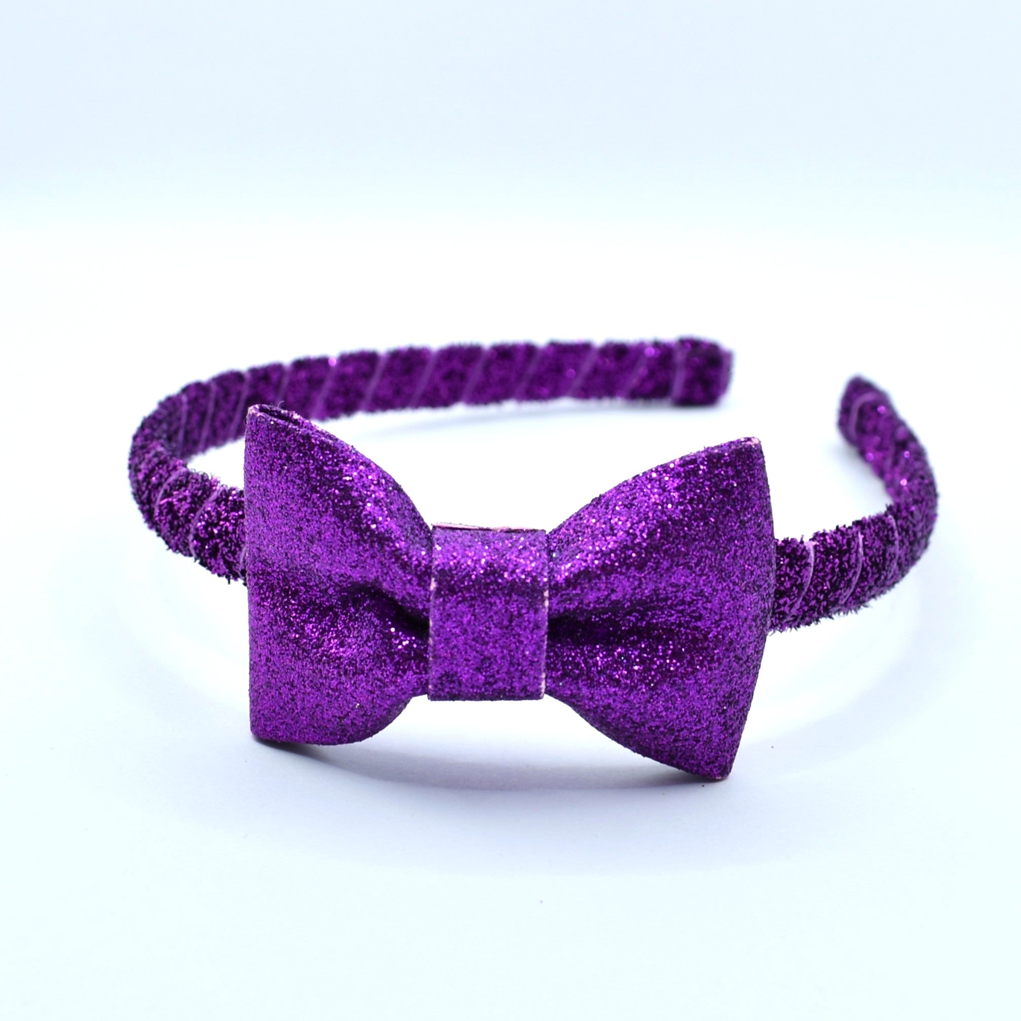 Glitter Bow Headband - Purple