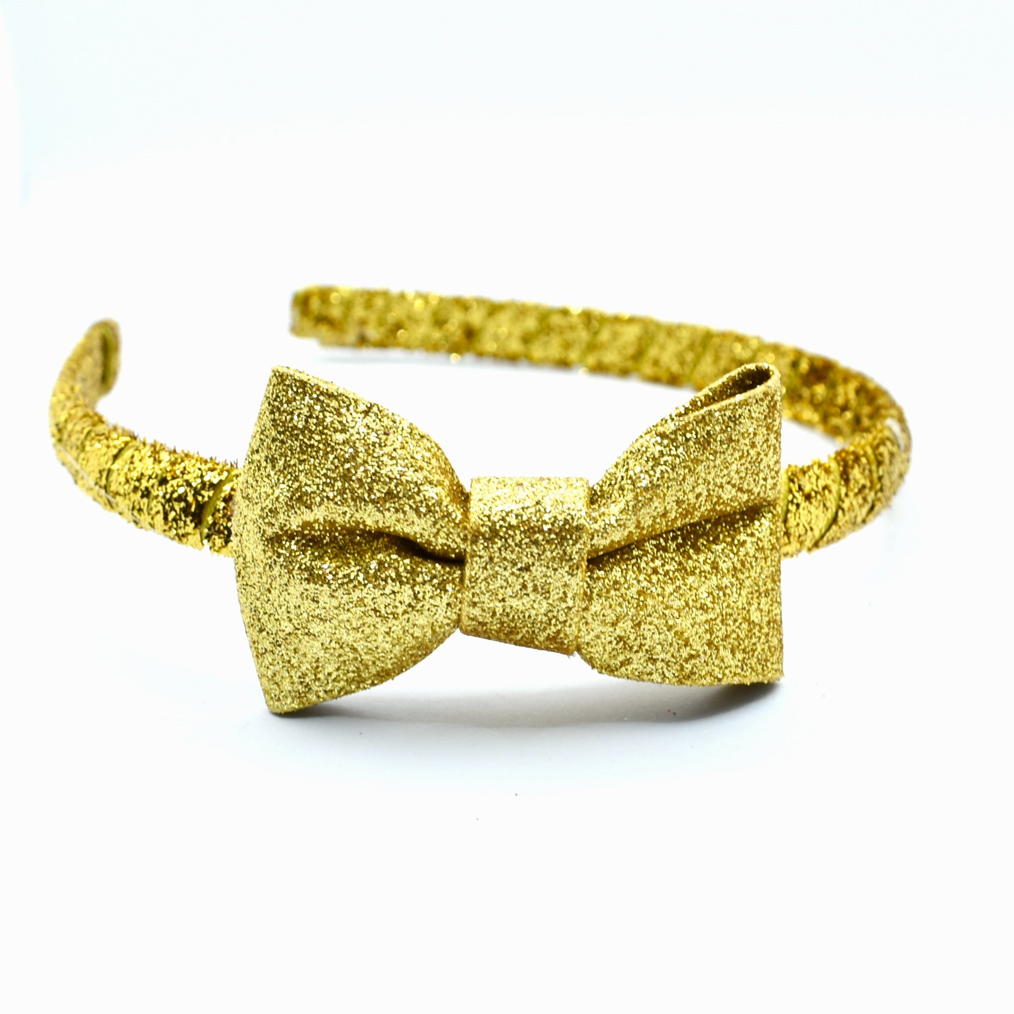 Glitter Bow Headband - Gold