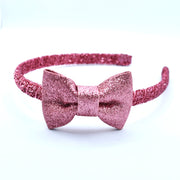 Glitter Bow Headband - Dusty Pink