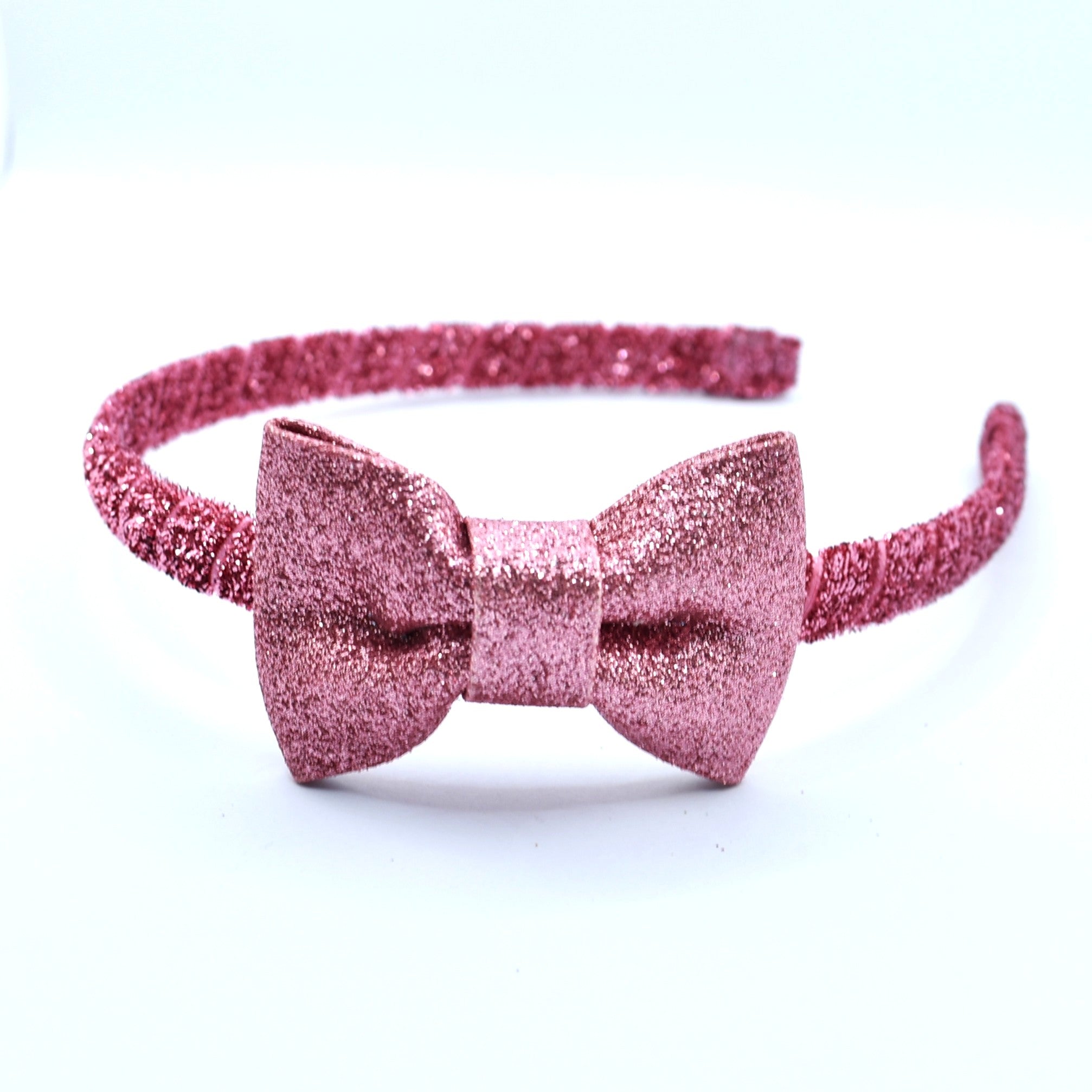 Glitter Bow Headband - Dusty Pink