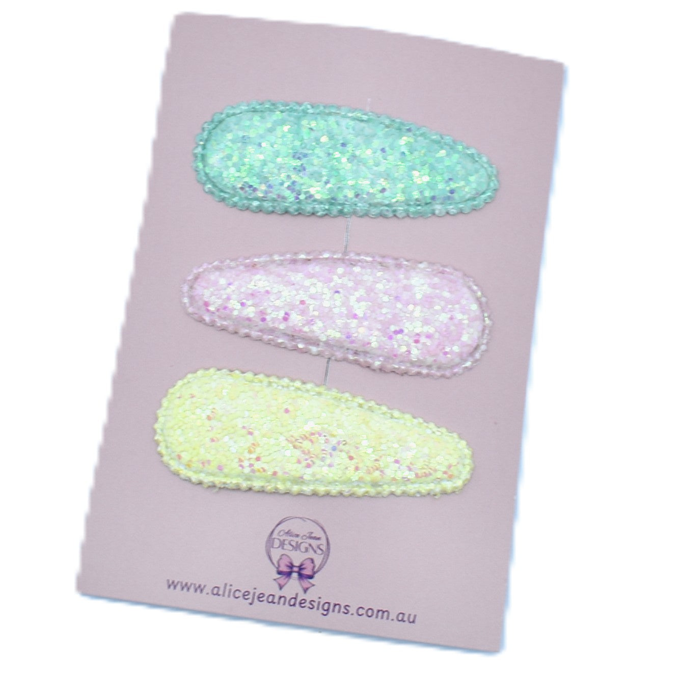 Pastel Glitter Snap Clips - set of 3