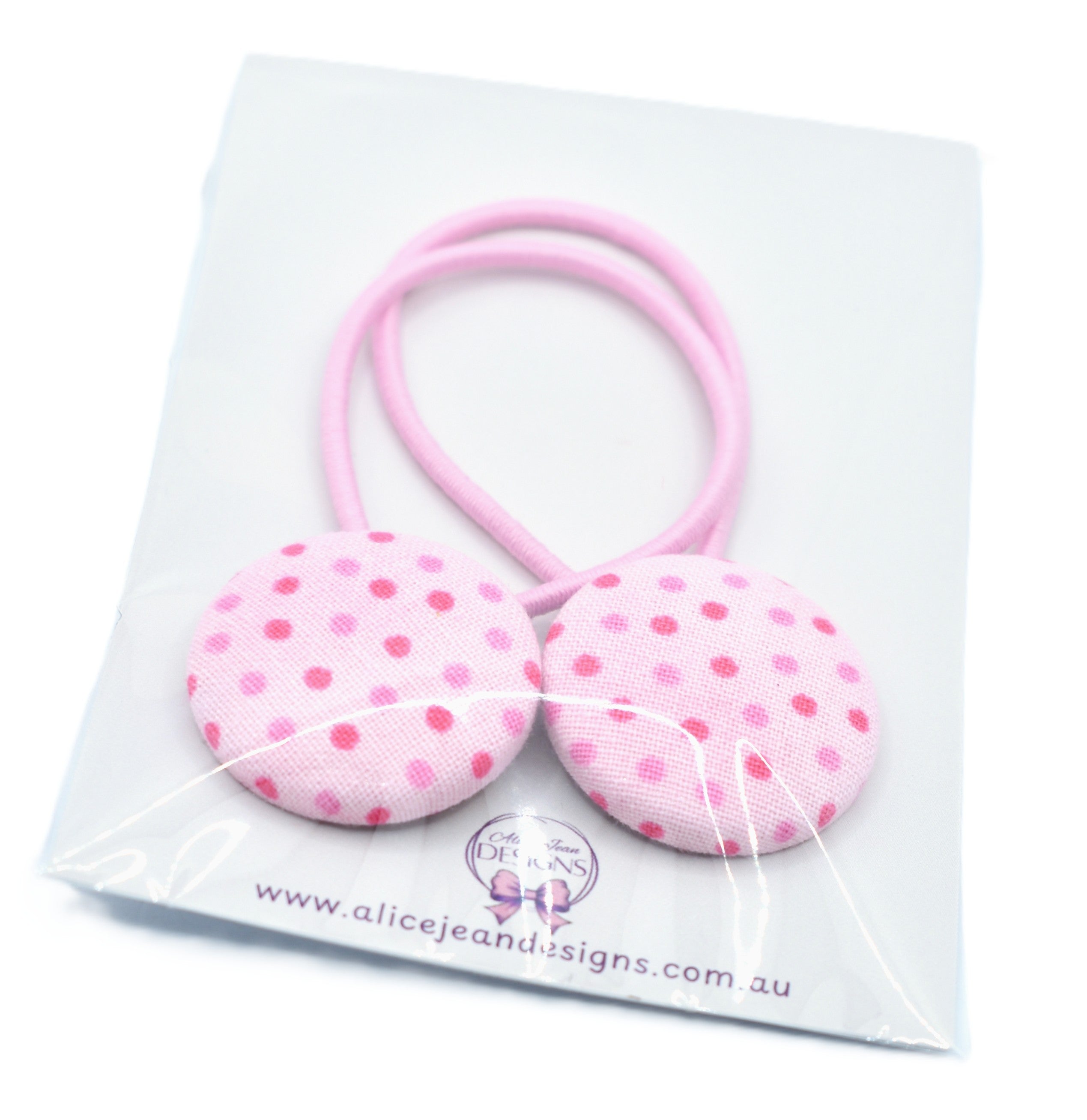 Pink Spotty Button Hair Ties