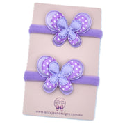 Nylon Hair Ties - Purple Butterflies
