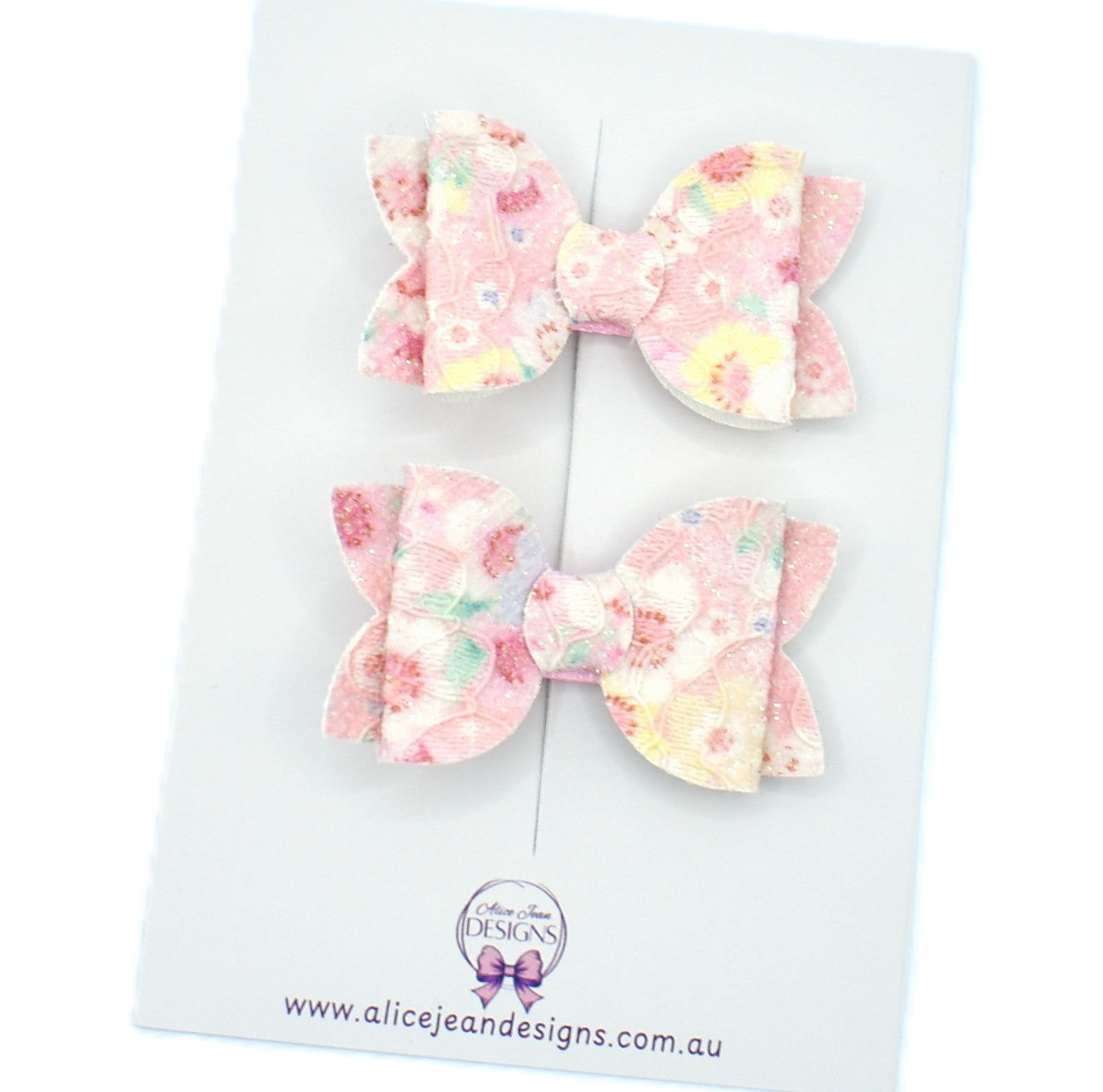 Annabelle - Peach lace piggytail bows