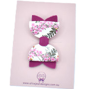 Annabelle Bow Hair Clip - Fuchsia Floral