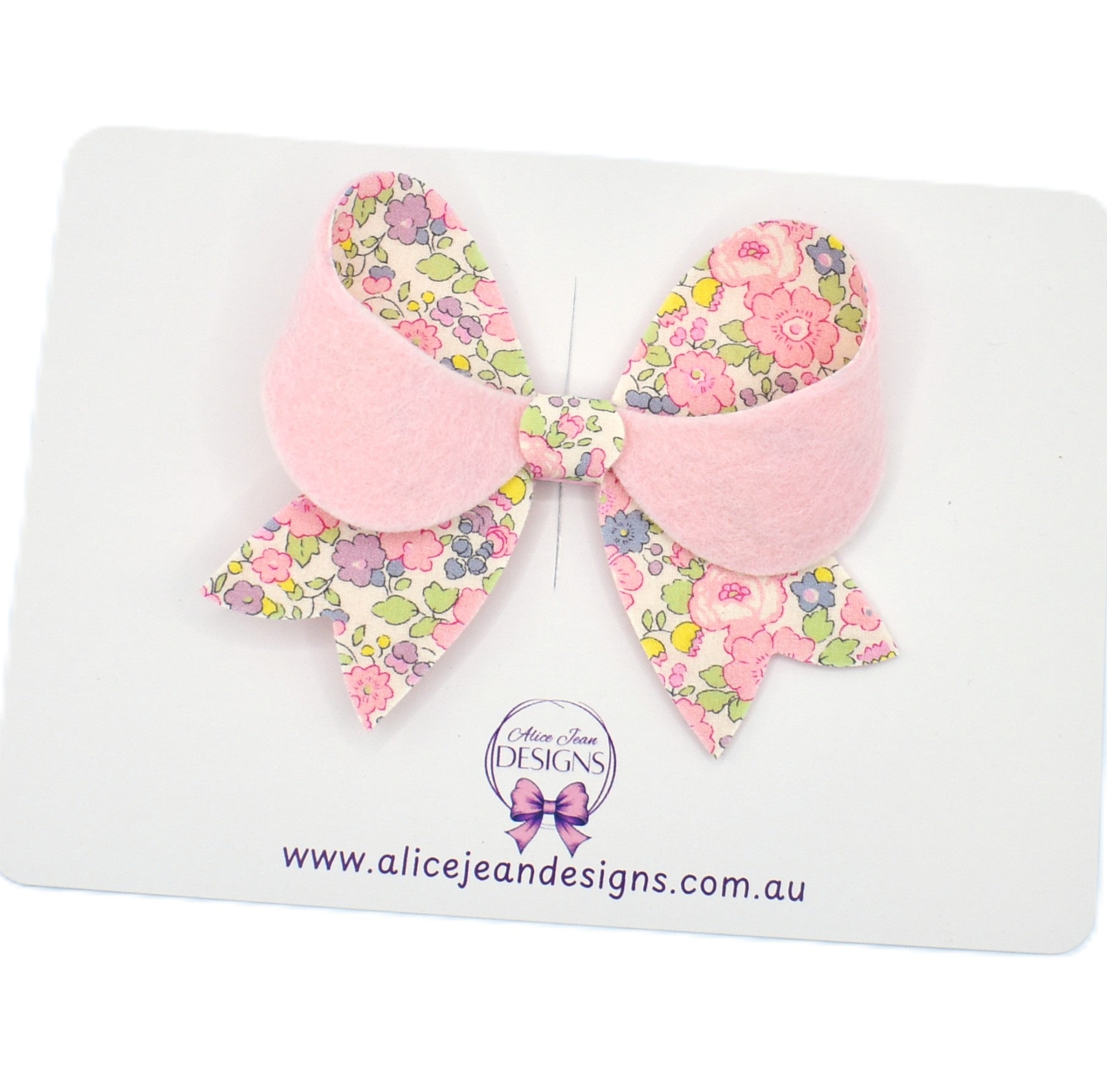 Matilda Bow Hair Clip - pink floral