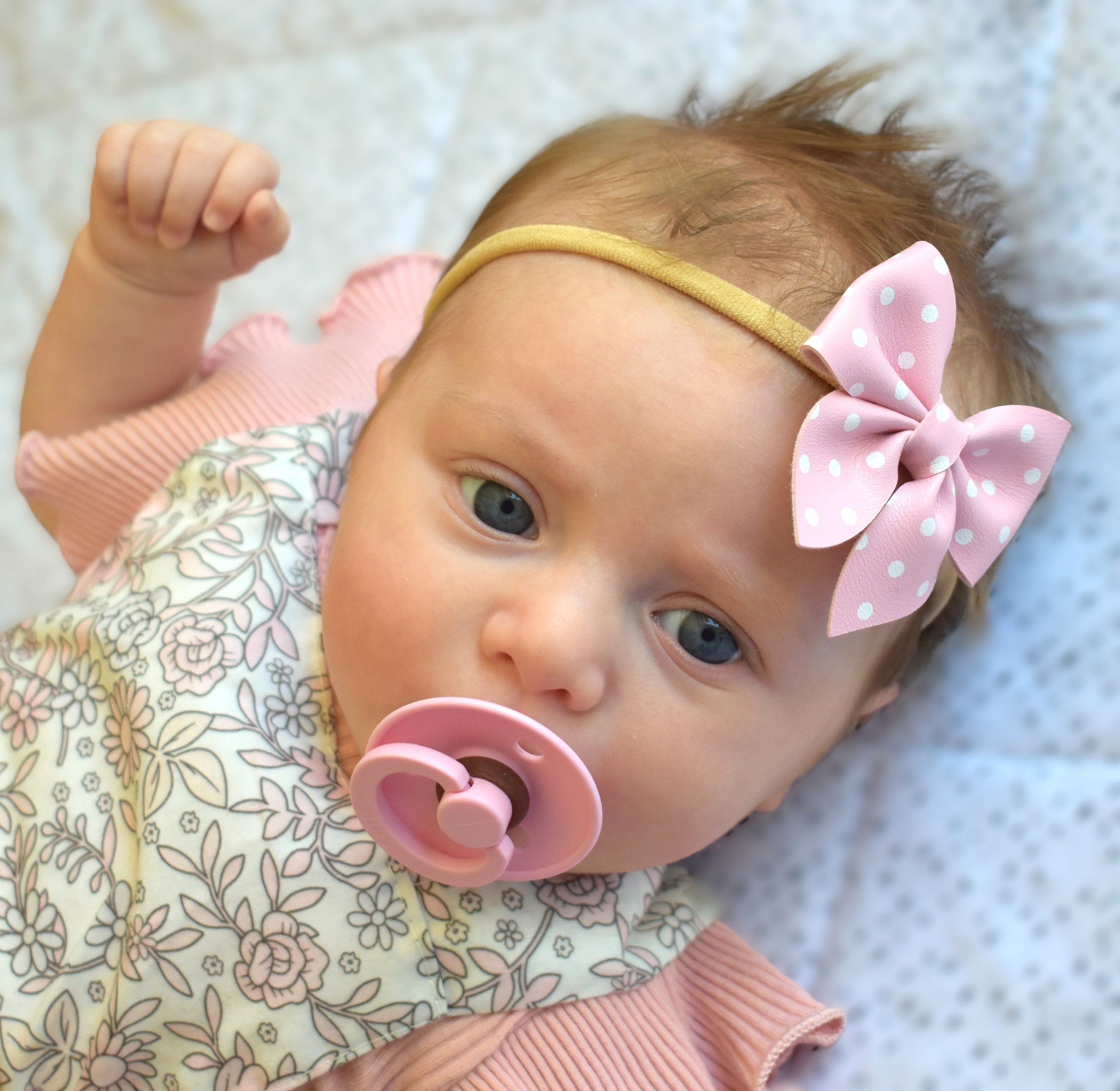 Pink Polka Dot Sailor Bow Headband