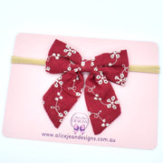 Embroidered bow - red