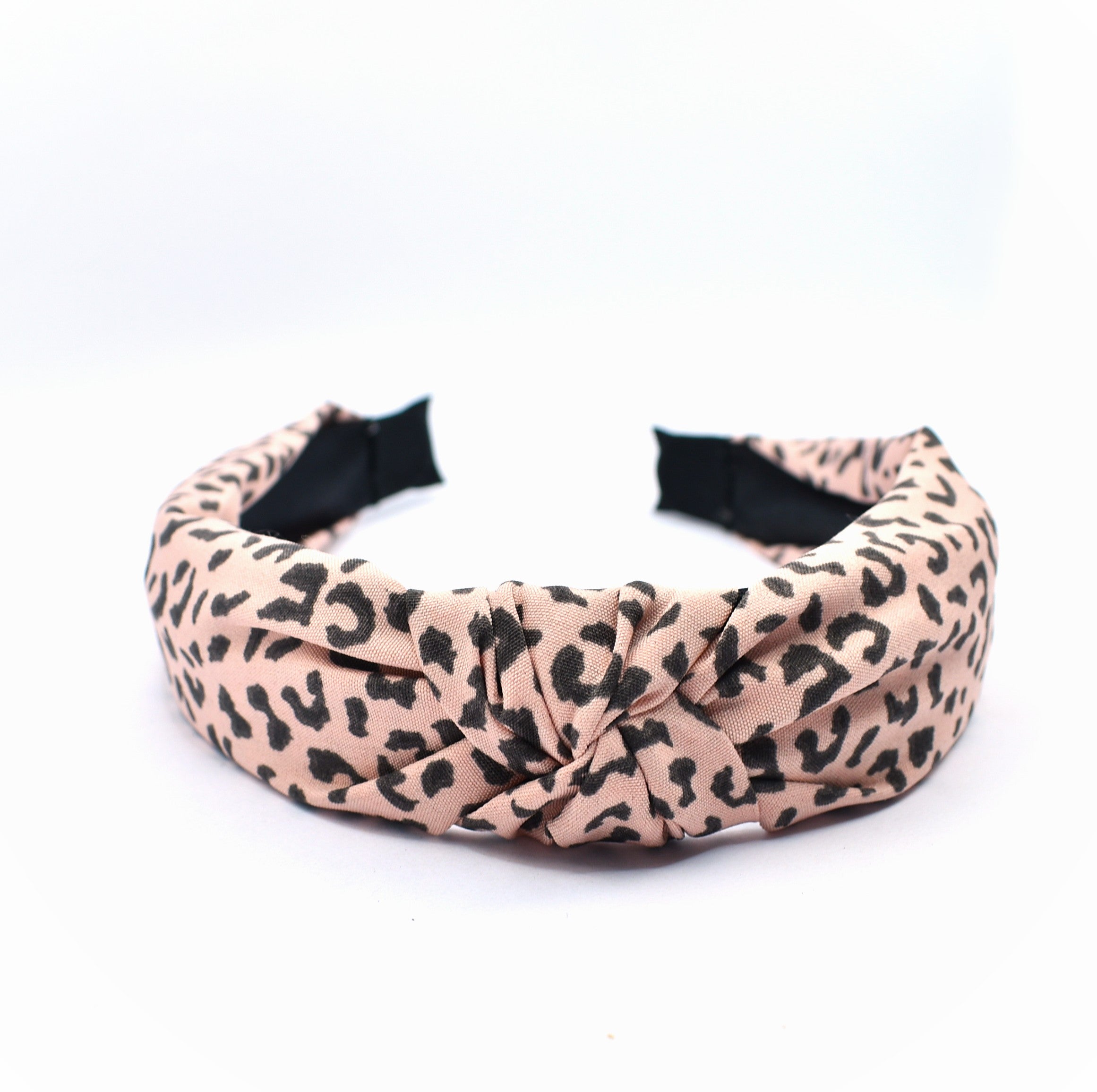 Fabric Knot Headband - Pink & Black Leopard Print