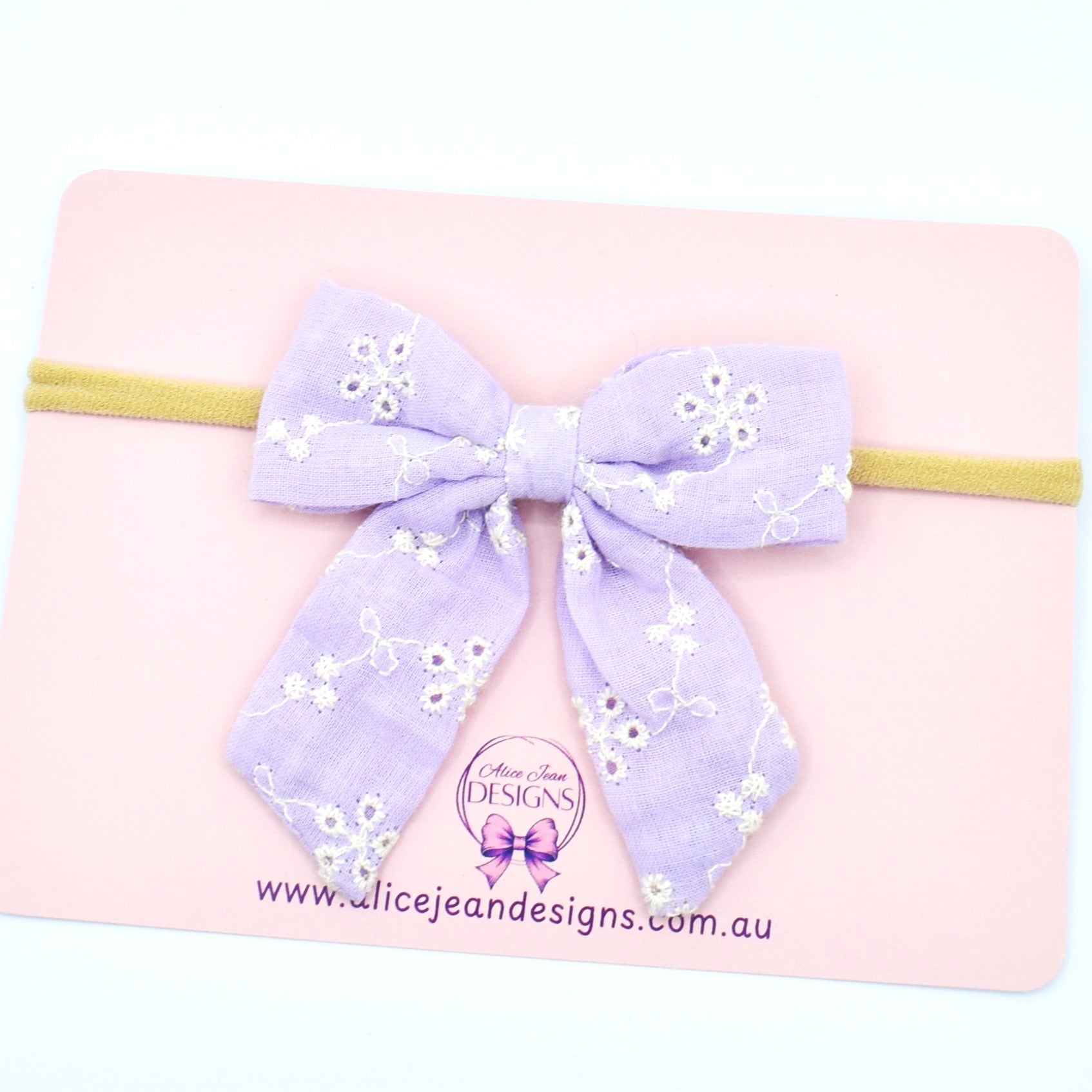Embroidered bow - lavender