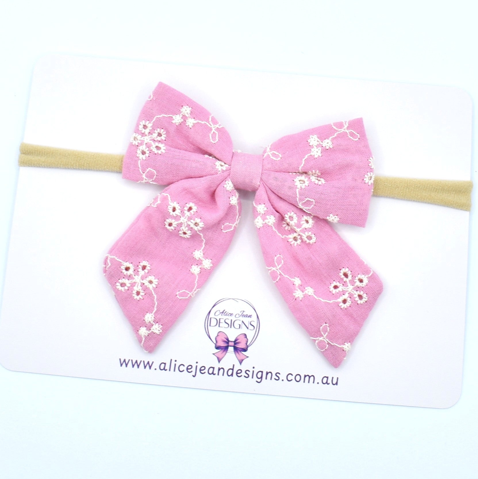 Embroidered bow - pink
