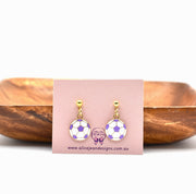 Soccer Ball Charm Earrings - purple
