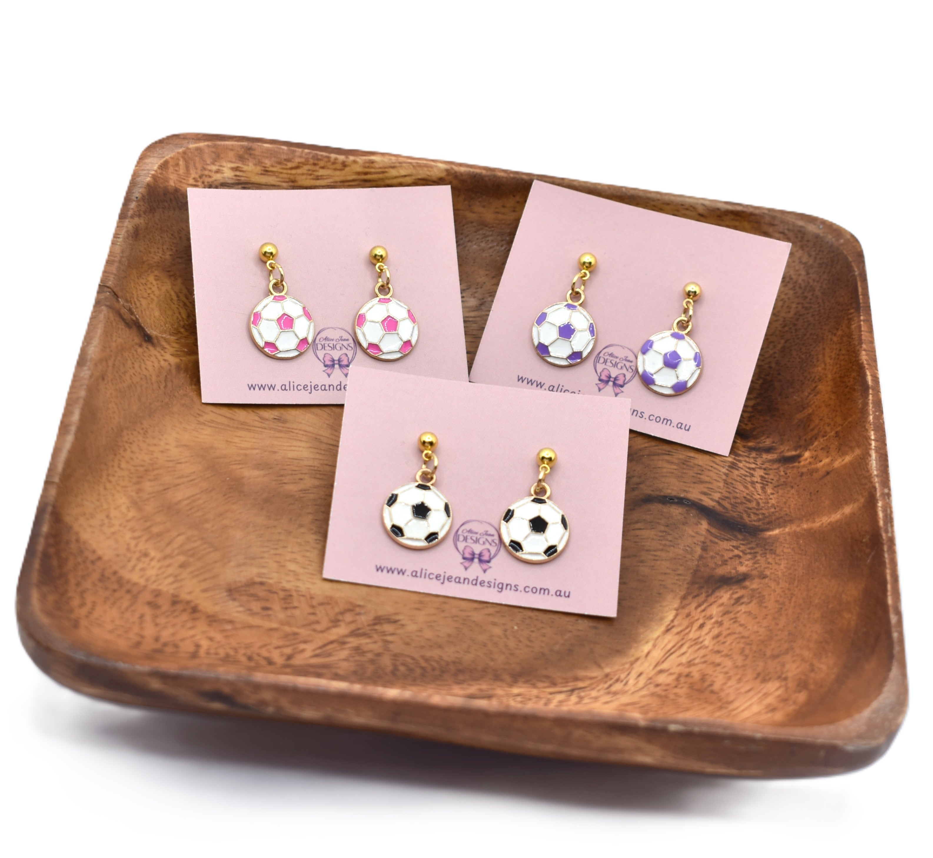 Soccer Ball Charm Earrings - black