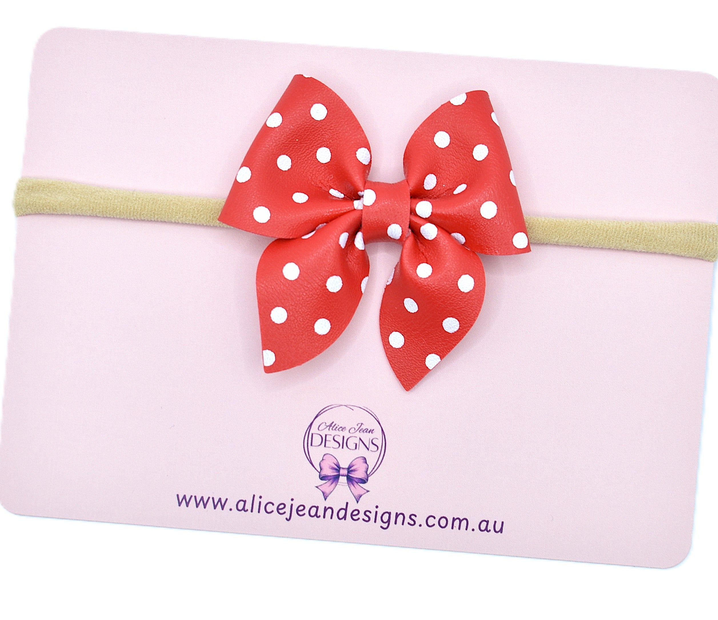 Red Polka Dot Sailor Bow Headband