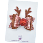 Small Reindeer Antler Bow - brown & red