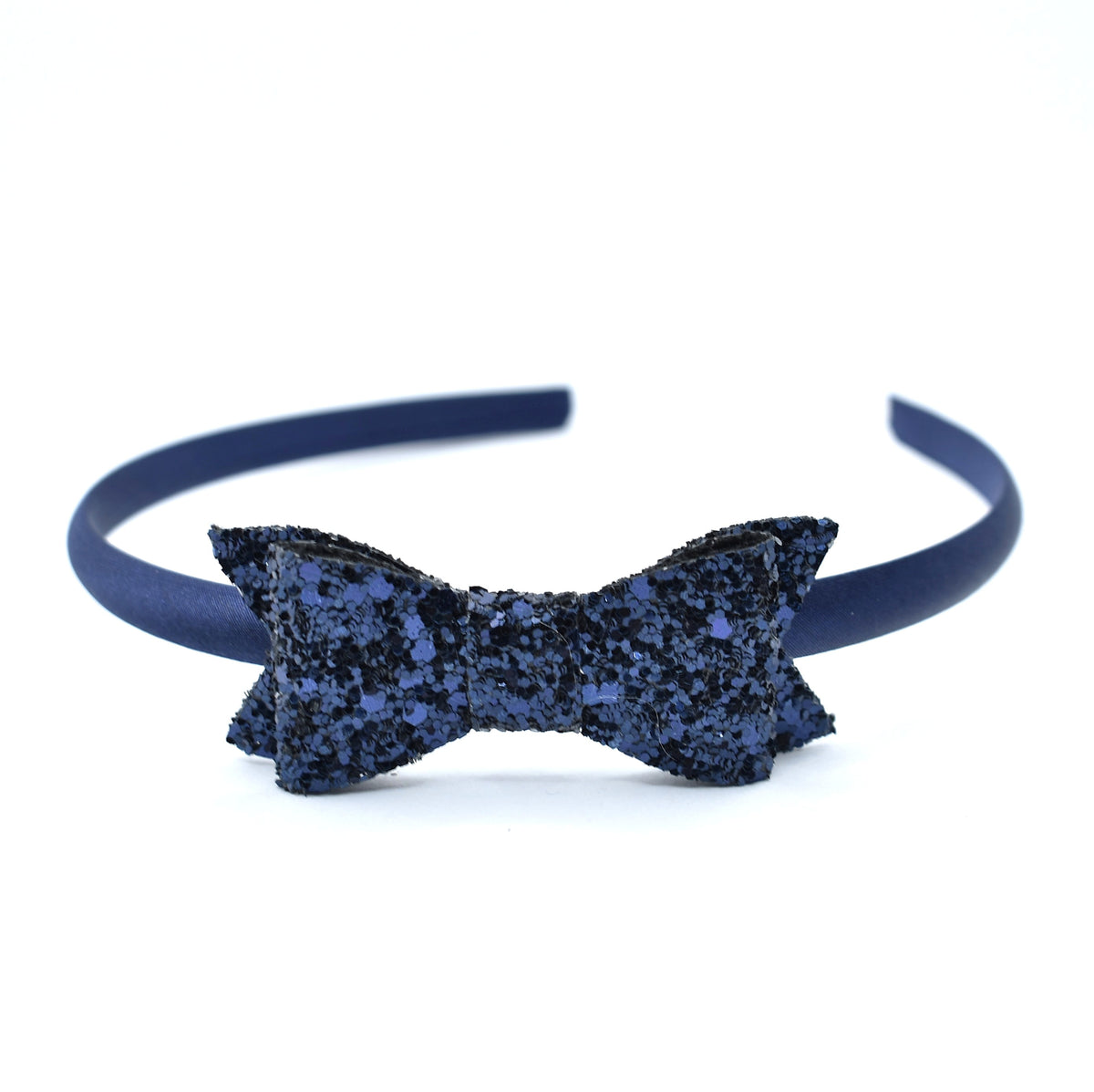 School Headband - Glitter Bow - Navy
