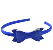School Headband - Leather Bow - Royal Blue