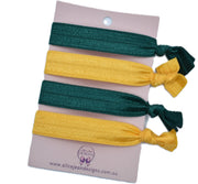 School Elastic Hair Ties - Yellow Gold/Bottle Green